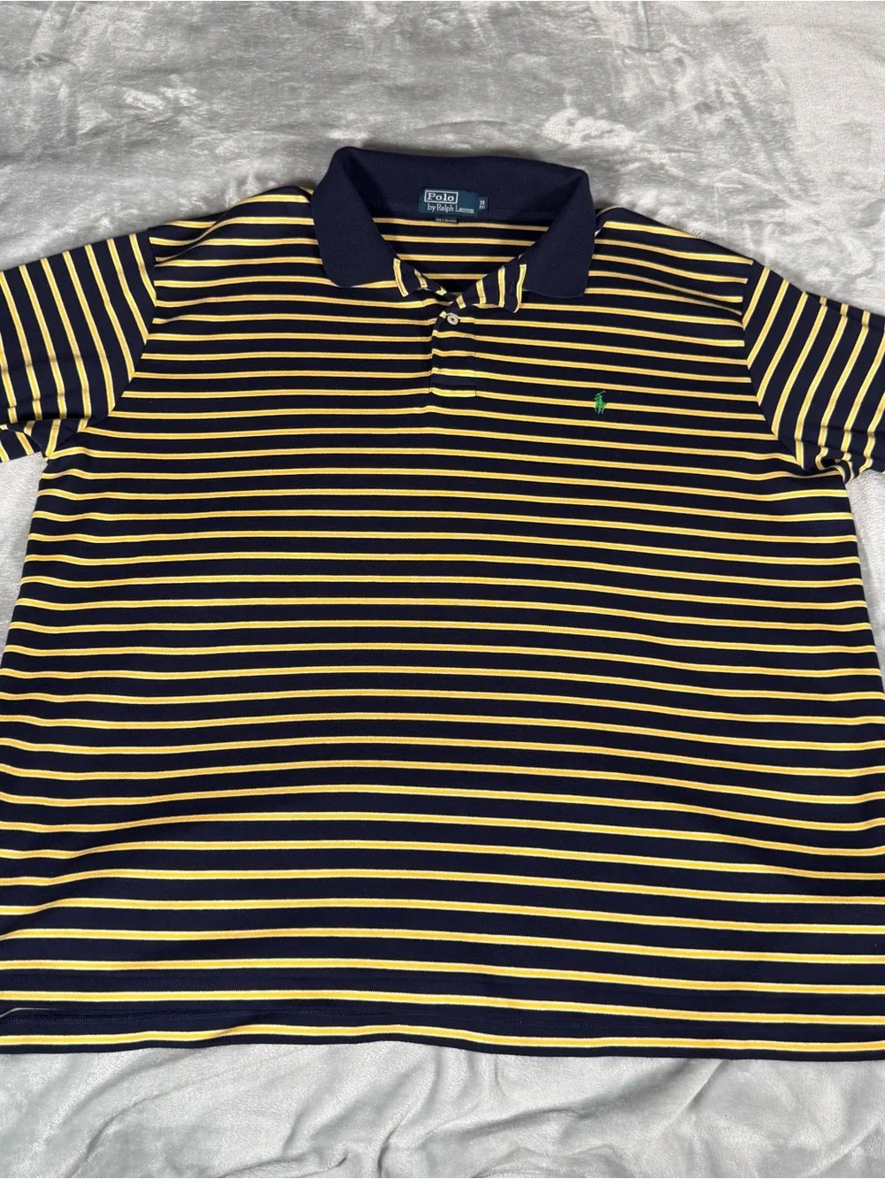 Polo Ralph Lauren Striped Polo Shirt Mens 3XB (Fits Shorter) Cotton Preppy Navy